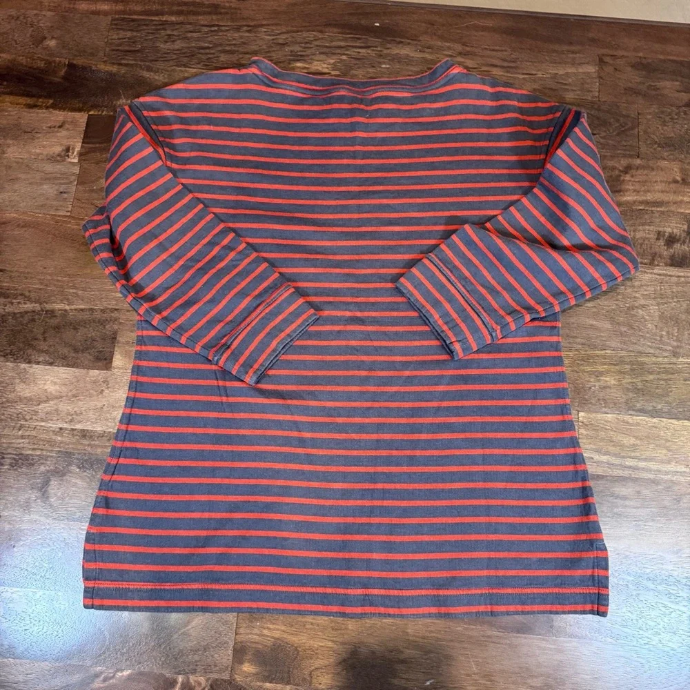 Patagonia‎ Misty Meadow 3/4 Sleeve Tee - Gray and Orangey/Red Stripes, Med - Picture 4 of 15